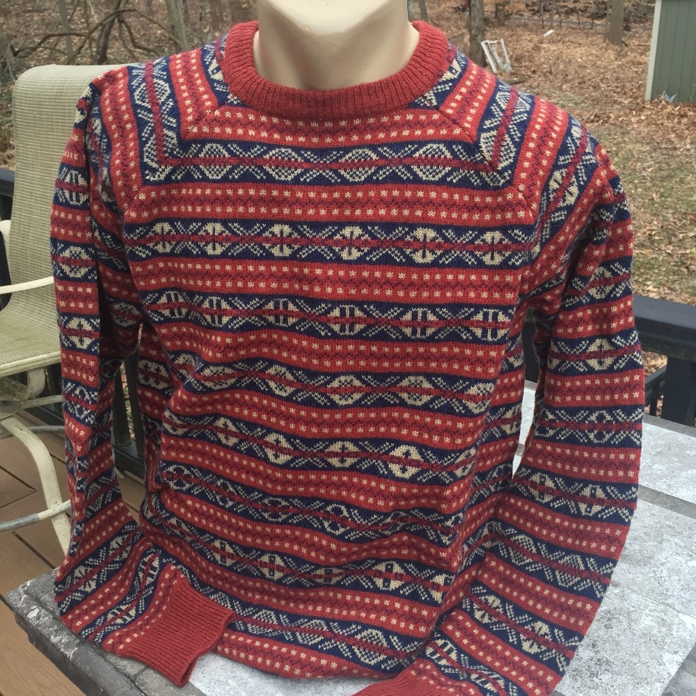 JACHS New York Geometric Striped Sweater Crew Men’s Medium